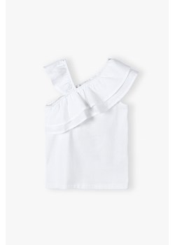 Bawełniany T-shirt bez rękawów dla dziewczynki - biały ze sklepu 5.10.15 w kategorii Bluzki dziewczęce - zdjęcie 173499520