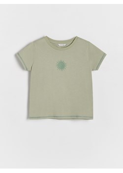 Reserved - Bawełniany t-shirt z nadrukiem - jasnozielony ze sklepu Reserved w kategorii Bluzki dziewczęce - zdjęcie 173500332