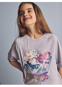 Reserved - T-shirt z nadrukim Mała Syrenka - jasnoszary ze sklepu Reserved w kategorii Bluzki dziewczęce - zdjęcie 173500342