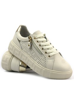 Sneakersy damskie ze skóry naturalnej - Artiker 54C1228, beżowe ze sklepu ulubioneobuwie w kategorii Półbuty damskie - zdjęcie 173503233