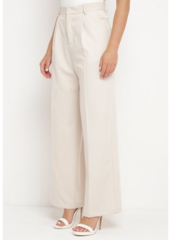 Jasnobeżowe Szerokie Spodnie z Przeszyciami Elyssia ze sklepu Born2be Odzież w kategorii Spodnie damskie - zdjęcie 173503582