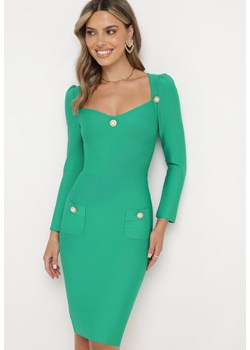 Zielona Sukienka Dopasowana Callaleia ze sklepu Born2be Odzież w kategorii Sukienki - zdjęcie 173503592