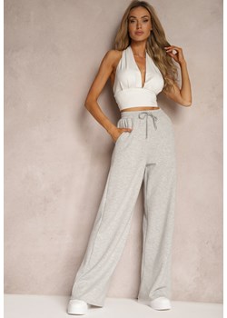 Szare Spodnie Dresowe High Waist z Gumką w Talii Tiamalie ze sklepu Renee odzież w kategorii Spodnie damskie - zdjęcie 173503970