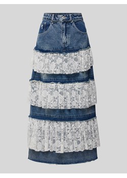 Spódnica jeansowa z obszyciem z koronki model ‘BABYDOLL’ ze sklepu Peek&Cloppenburg  w kategorii Spódnice - zdjęcie 173504123