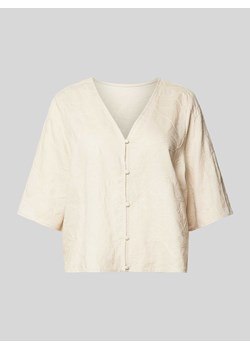 Bluzka lniana z dekoltem w serek model ‘Ilektra’ ze sklepu Peek&Cloppenburg  w kategorii Koszule damskie - zdjęcie 173504360