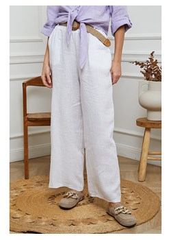 La Compagnie Du Lin Lniane spodnie w kolorze białym ze sklepu Limango Polska w kategorii Spodnie damskie - zdjęcie 173504553