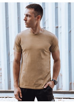 T-shirt męski bez nadruku kamelowy RX4895 ze sklepu DSTREET.PL w kategorii T-shirty męskie - zdjęcie 173506502