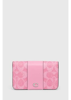 Coach portfel skórzany damski kolor różowy ze sklepu ANSWEAR.com w kategorii Portfele damskie - zdjęcie 173506803