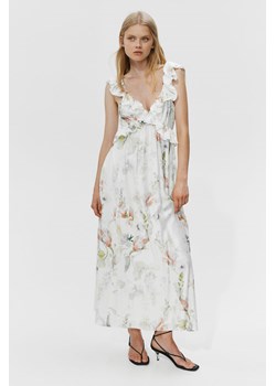 H & M - Sukienka midi z falbankami - Biały ze sklepu H&M w kategorii Sukienki - zdjęcie 173507394