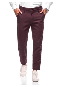 Spodnie męskie chino 1474P - bordowe ze sklepu Edoti w kategorii Spodnie męskie - zdjęcie 173507781