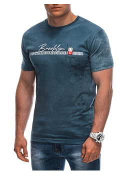 T-shirt męski z nadrukiem 1945S - niebieski ze sklepu Edoti w kategorii T-shirty męskie - zdjęcie 173507793