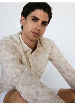 Reserved - Bawełniana koszula slim fit - beżowy ze sklepu Reserved w kategorii Koszule męskie - zdjęcie 173510302