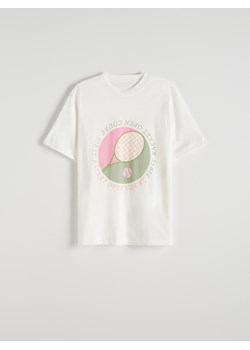 Reserved - T-shirt z nadrukiem - biały ze sklepu Reserved w kategorii Bluzki damskie - zdjęcie 173511674