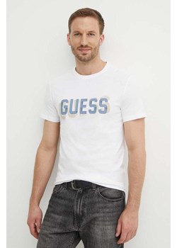 Guess t-shirt bawełniany męski kolor biały z nadrukiem M4YI15 I3Z14 ze sklepu ANSWEAR.com w kategorii T-shirty męskie - zdjęcie 173513113