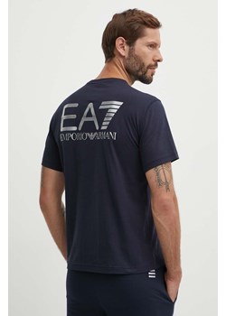 EA7 Emporio Armani t-shirt bawełniany męski kolor granatowy gładki PJFFZ.6DPT06 ze sklepu ANSWEAR.com w kategorii T-shirty męskie - zdjęcie 173513133
