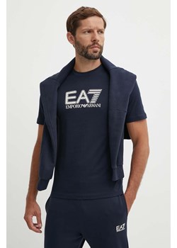 EA7 Emporio Armani t-shirt bawełniany męski kolor granatowy z nadrukiem PJVPZ.6DPT81 ze sklepu ANSWEAR.com w kategorii T-shirty męskie - zdjęcie 173513143