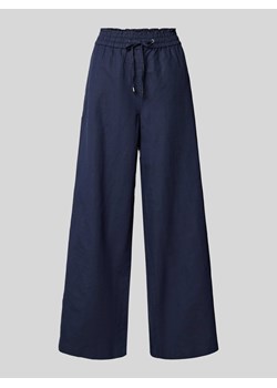 Spodnie lniane z szeroką nogawką i efektem denimu ze sklepu Peek&Cloppenburg  w kategorii Spodnie damskie - zdjęcie 173513741