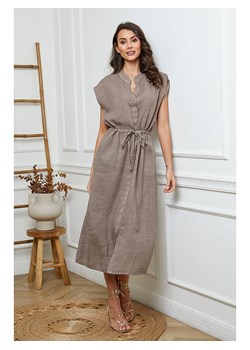 La Compagnie Du Lin Lniana sukienka w kolorze szarobrązowym ze sklepu Limango Polska w kategorii Sukienki - zdjęcie 173514231