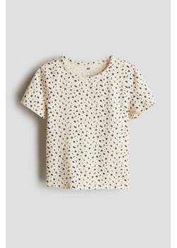 H & M - Bawełniany top z nadrukiem - Beżowy ze sklepu H&M w kategorii Bluzki dziewczęce - zdjęcie 173514311