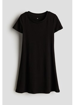 H & M - Dżersejowa sukienka z krótkim rękawem - Czarny ze sklepu H&M w kategorii Sukienki dziewczęce - zdjęcie 173514341