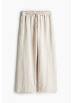 H & M - Spodnie z domieszką lnu - Beżowy ze sklepu H&M w kategorii Spodnie damskie - zdjęcie 173514373