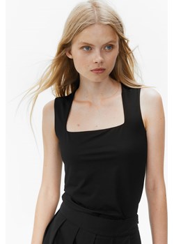 H & M - Dżersejowy top z dekoltem karo - Czarny ze sklepu H&M w kategorii Bluzki damskie - zdjęcie 173514470