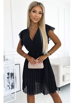 Szyfonowa plisowana sukienka z falbankami czarna 424-4, Kolor czarny, Rozmiar one size, NUMOCO BASIC ze sklepu Primodo w kategorii Sukienki - zdjęcie 173515211
