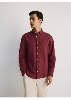 Reserved - Koszula regular z lnem - jasnofioletowy ze sklepu Reserved w kategorii Koszule męskie - zdjęcie 173519060