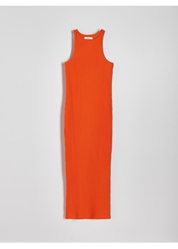 Reserved - Sukienka maxi z bawełnianej dzianiny - pomarańczowy ze sklepu Reserved w kategorii Sukienki - zdjęcie 173519414