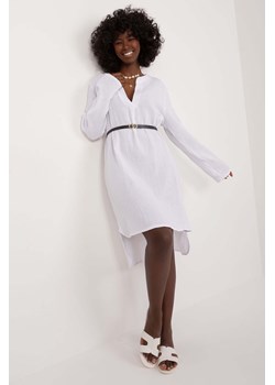 Muślinowa sukienka damska biała z paskiem ze sklepu 5.10.15 w kategorii Sukienki - zdjęcie 173520514