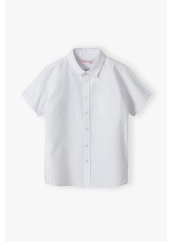 Biała klasyczna koszula chłopięca z kołnierzykiem - krótki rękaw - Lincoln&Sharks ze sklepu 5.10.15 w kategorii Koszule chłopięce - zdjęcie 173520533
