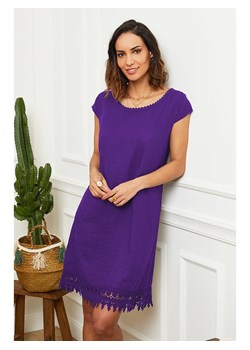 Le Monde du Lin Lniana sukienka w kolorze fioletowym ze sklepu Limango Polska w kategorii Sukienki - zdjęcie 173520550