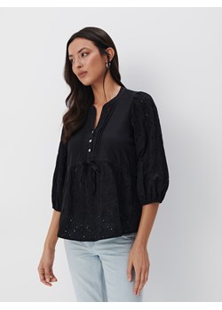 Mohito - Bawełniana czarna bluzka - czarny ze sklepu Mohito w kategorii Bluzki damskie - zdjęcie 173520862