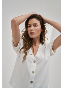 Koszula z krótkimi bufiastymi rękawami biała ze sklepu Moodo.pl w kategorii Bluzki damskie - zdjęcie 173521062