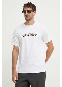 Converse t-shirt bawełniany kolor biały z nadrukiem 10026416-A02 ze sklepu ANSWEAR.com w kategorii T-shirty męskie - zdjęcie 173524210