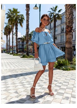 Sukienka hiszpanka z falbanami GIANNA - błękitna ze sklepu magmac.pl w kategorii Sukienki - zdjęcie 173525270