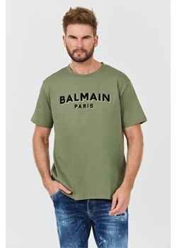 BALMAIN Zielony t-shirt Flock&foil T-shirt Bulky Fit, Wybierz rozmiar XXL ze sklepu outfit.pl w kategorii T-shirty męskie - zdjęcie 173526191