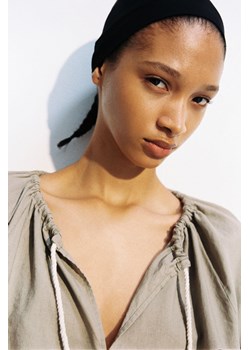 H & M - Tunikowa bluzka z domieszką lnu - Zielony ze sklepu H&M w kategorii Bluzki damskie - zdjęcie 173532774