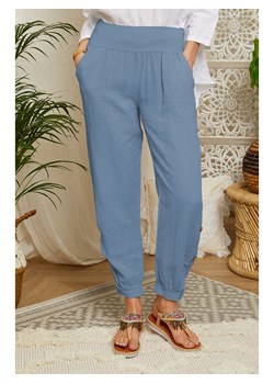 Lin Passion Lniane spodnie w kolorze niebieskim ze sklepu Limango Polska w kategorii Spodnie damskie - zdjęcie 173534752
