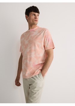 Reserved - T-shirt boxy z zefektem sprania - różowy ze sklepu Reserved w kategorii T-shirty męskie - zdjęcie 173536350