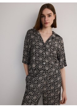 Reserved - Wzorzysta koszula z wiskozy - czarny ze sklepu Reserved w kategorii Koszule damskie - zdjęcie 173536450