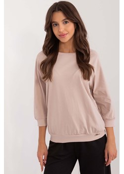 Bawełniana bluzka damska z rękawem 3/4- beżowa ze sklepu 5.10.15 w kategorii Bluzki damskie - zdjęcie 173537013