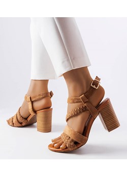 Brązowe sandały z plecionymi paskami Octave ze sklepu gemre w kategorii Sandały damskie - zdjęcie 173538082