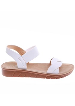 Białe sandały damskie na płaskim obcasie /E9-2 16453 T284/ ze sklepu Pantofelek24.pl w kategorii Sandały damskie - zdjęcie 173538891