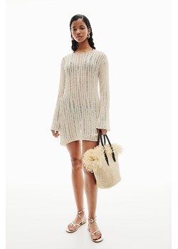 H & M - Dzianinowa sukienka mini - Beżowy ze sklepu H&M w kategorii Sukienki - zdjęcie 173540092