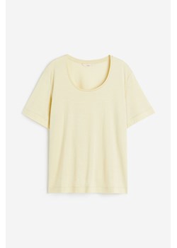 H & M - T-shirt z domieszką jedwabiu - Żółty ze sklepu H&M w kategorii Bluzki damskie - zdjęcie 173540100