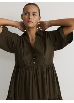 Reserved - Sukienka mini z wiskozą - oliwkowy ze sklepu Reserved w kategorii Sukienki - zdjęcie 173541584