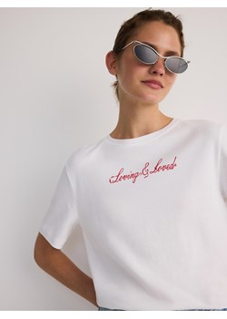 Reserved - T-shirt z nadrukiem - biały ze sklepu Reserved w kategorii Bluzki damskie - zdjęcie 173541652