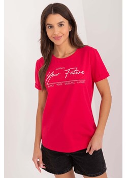 Czerwony bawełniany t-shirt z napisem Your Future ze sklepu 5.10.15 w kategorii Bluzki damskie - zdjęcie 173541713