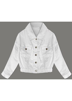 Jeansowa kurtka z gumą w pasie biała (W026) ze sklepu goodlookin.pl w kategorii Kurtki damskie - zdjęcie 173541821